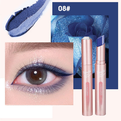 👑Gradient two-color eye shadow pen Pearl glitter powder earth tone is not easy to smudge makeup lazy eye shadow stick.