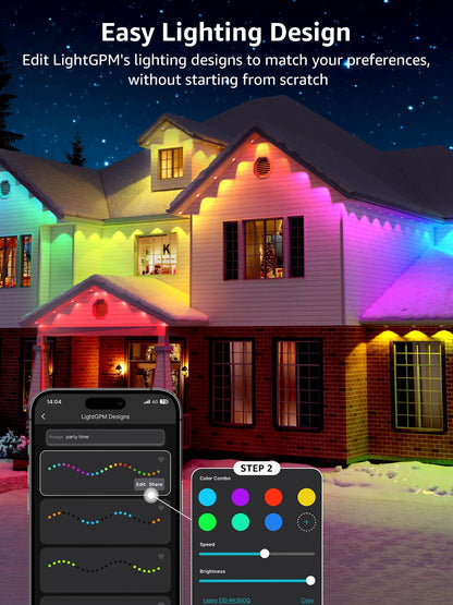 ✨ Smart RGB Waterproof Eaves Lights Create Magical Holiday & Outdoor Ambience — Right From Your Phone