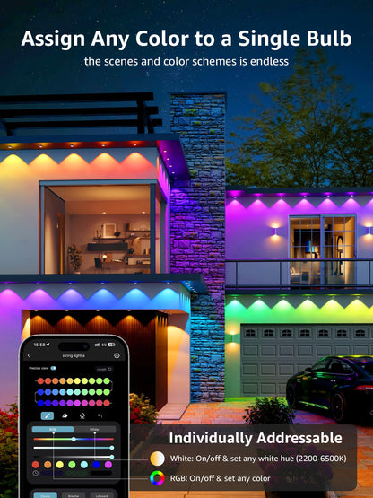 ✨ Smart RGB Waterproof Eaves Lights Create Magical Holiday & Outdoor Ambience — Right From Your Phone