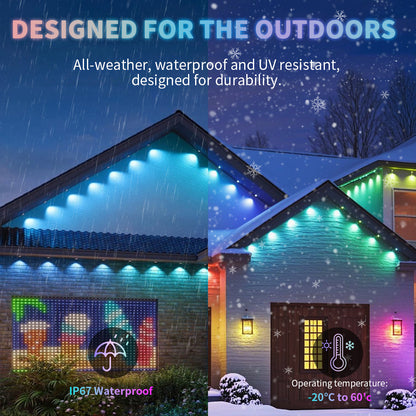 ✨ Smart RGB Waterproof Eaves Lights Create Magical Holiday & Outdoor Ambience — Right From Your Phone