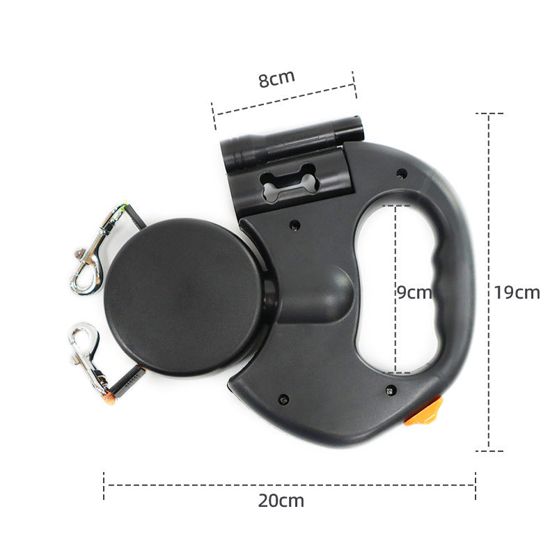 Pet automatic traction rope double telescopic dog chain one drag two dog tractor