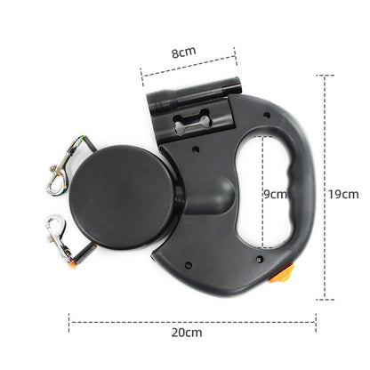 Pet automatic traction rope double telescopic dog chain one drag two dog tractor