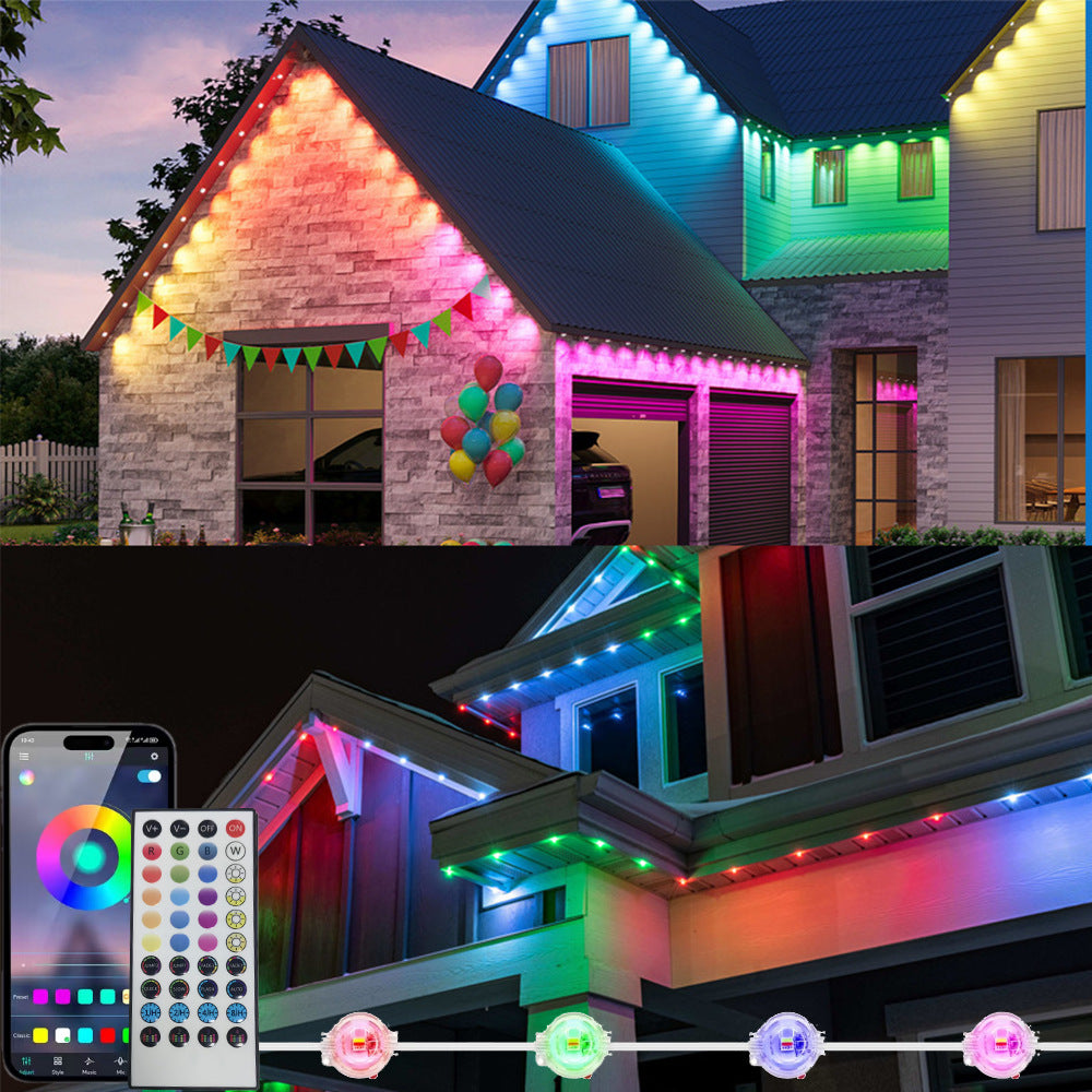 ✨ Smart RGB Waterproof Eaves Lights Create Magical Holiday & Outdoor Ambience — Right From Your Phone
