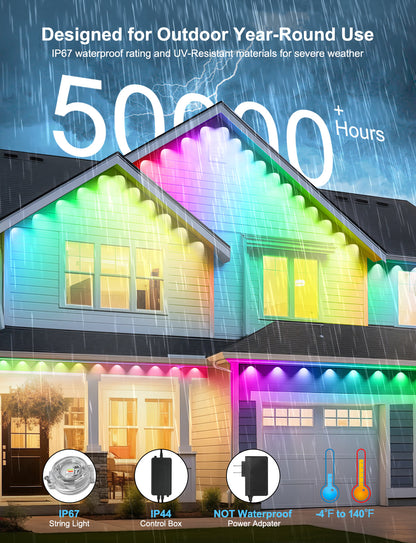 ✨ Smart RGB Waterproof Eaves Lights Create Magical Holiday & Outdoor Ambience — Right From Your Phone