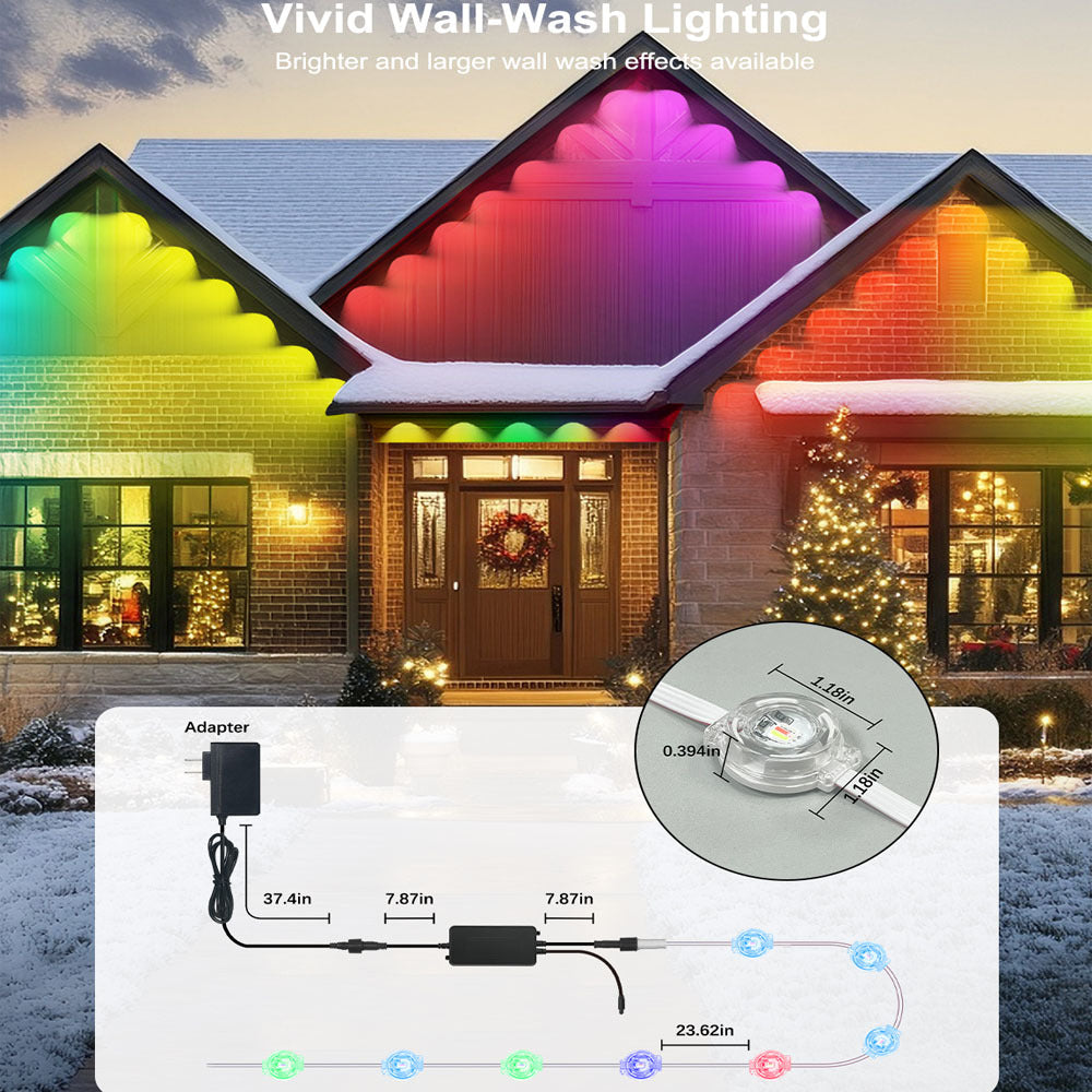 ✨ Smart RGB Waterproof Eaves Lights Create Magical Holiday & Outdoor Ambience — Right From Your Phone