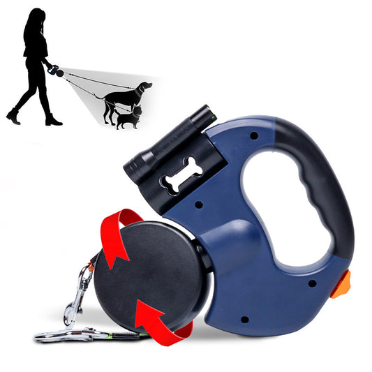 Pet automatic traction rope double telescopic dog chain one drag two dog tractor