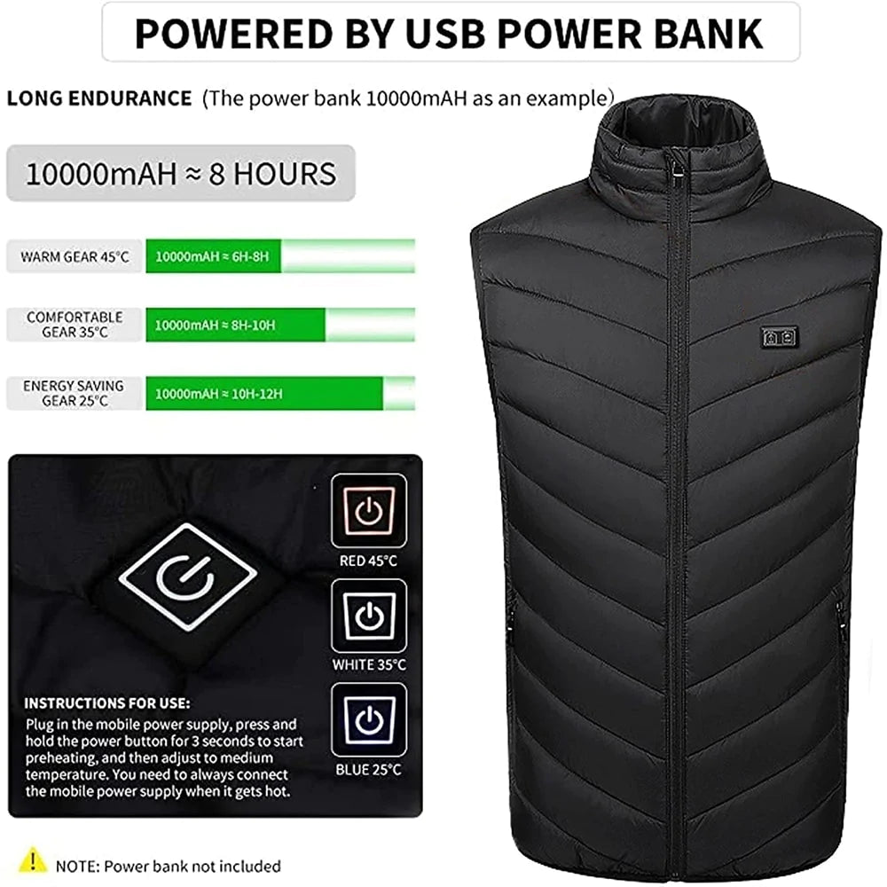 🔥 USB Heated Vest — Smart Temperature Control Winter Essential