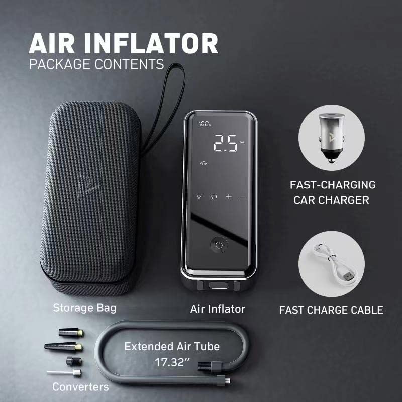 ModelX Tire Inflator Portable Air Compressor 2nd Generation, Large Tire Inflator Speed Level 30 Second Fast Inflation Air Pump, 15000mAh Battery Capacity, 65W 5X Fast Charging, Deluxe Package.